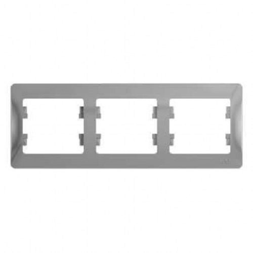 Рамка горизонтальная Systeme Electric Glossa 3-м. алюминий картинка фото 2