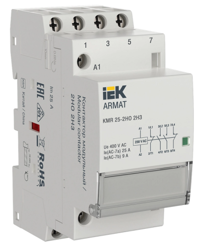 Контактор модульный IEK ARMAT KMR 25А 230В AC 2НО 2НЗ картинка