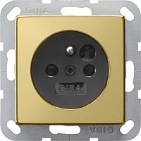 Розетка с заземлением без рамки Gira ClassiX 1-м. 16А латунь/антрацит