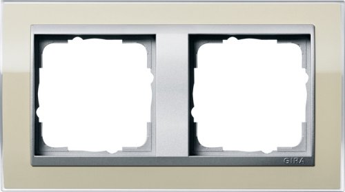 Рамка универсальная Gira Event Clear 2-м. песочный/алюминий фото Рамка универсальная Gira Event Clear 2-м. песочный/алюминий картинка