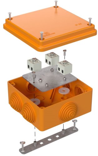 Коробка огнестойкая Промрукав 100x100x50мм под винт 6x6мм IP55 оранжевый