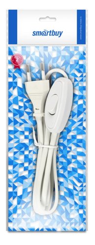 Шнур с электрической вилкой и переключателем для бра Smartbuy (ШВВП 2х0.75) 1.7м белый картинка  фото 2