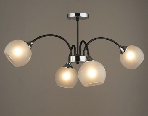 Люстра потолочная четырехрожковая Мелодия Света Е27 220В Черная/хром фото Люстра потолочная четырехрожковая Мелодия Света Е27 220В Черная/хром картинка