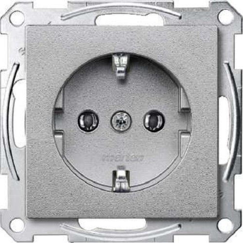 Розетка с заземлением без рамки Schneider Electric Merten System M 1-м. алюминий   картинка фото 2