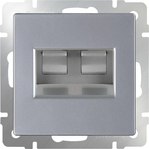 Розетка компьютерная без рамки Werkel 2-м. RJ45+RJ45 5e серебряный глянцевый картинка фото 2