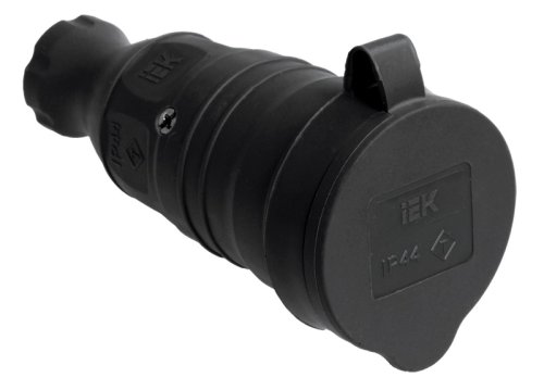 Розетка штепсельная с заземлением прямая IEK РБп13-1-0м 16А IP44 черный картинка 