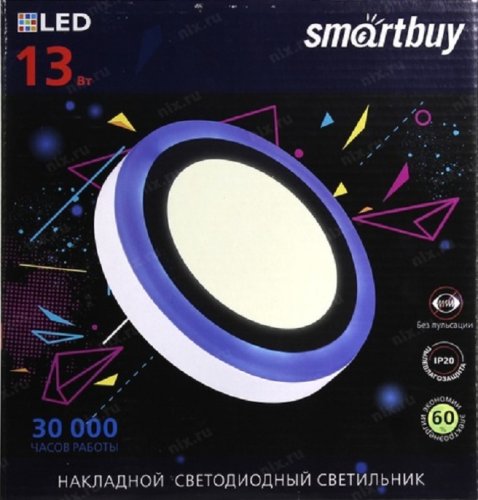 Светильник светодиодный накладной c подсветкой Smartbuy DLB LED 13Вт 3000K+B IP20 Круг картинка 