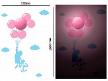 Светильник ночник "Девочка и шарики" Feron NL53 LED 1Вт 3xAA Розовый/синий картинка 