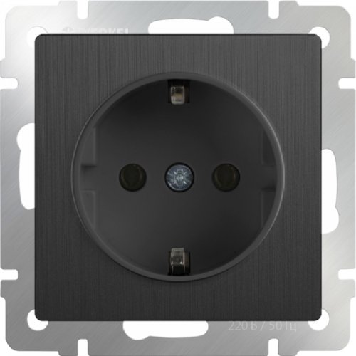 Розетка с заземлением без рамки Werkel 1-м. графит рифленый картинка фото 2