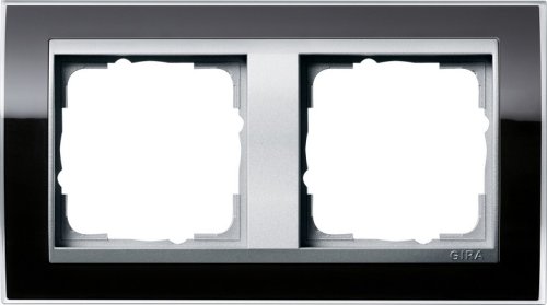 Рамка универсальная Gira Event Clear 2-м. черный/алюминий фото Рамка универсальная Gira Event Clear 2-м. черный/алюминий картинка