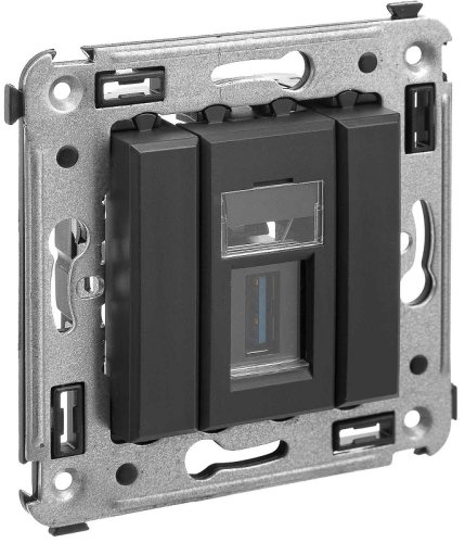 Розетка USB тип А без рамки DKC Avanti 1-м. 2000мА черный матовый картинка