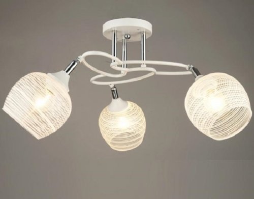 Люстра потолочная трехрожковая Мелодия Света Е27 220В Белый/хром фото Люстра потолочная трехрожковая Мелодия Света Е27 220В Белый/хром картинка