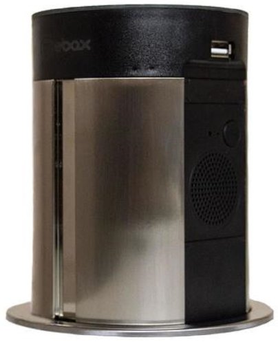 Розетка выдвижная сенсорная Mebax 17J 2-м.+2xUSB беспроводная зарядка+колонка Ø100мм черный картинка фото 2