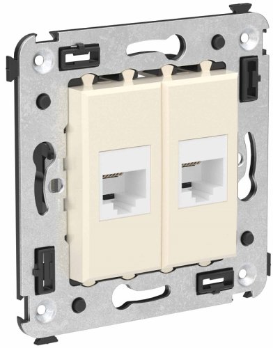 Розетка телефонная без рамки DKC Avanti 2-м. RJ12+RJ12 ванильная дымка картинка