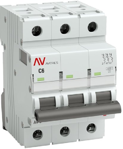 Выключатель автоматический EKF Averes AV-6 3п 6А C 6кА картинка