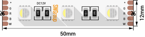 Светодиодная лента 12В SW-Group SMD 5050 60 LED/м 19,2 Вт/м IP20 RGB + 4500К картинка 