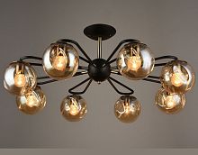 Люстра потолочная восьмирожковая Мелодия Света Техно/Модерн Е27 Черная/коричневая картинка 