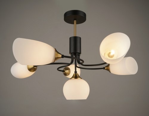 Люстра потолочная шестирожковая Мелодия Света Е27 Черный/золото фото Люстра потолочная шестирожковая Мелодия Света Е27 Черный/золото картинка