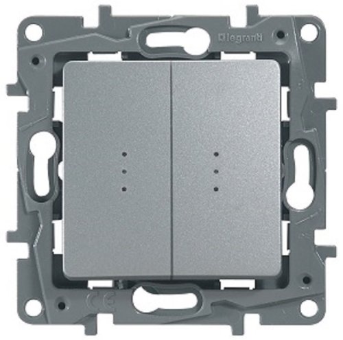 Переключатель с подсветкой без рамки Legrand Etika 2-кл. проходной алюминий фото фото 2 Переключатель с подсветкой без рамки Legrand Etika 2-кл. проходной алюминий картинка фото 2