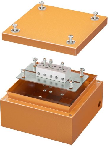 Коробка огнестойкая DKC Vulcan 150x150x80мм 5x10мм без сальников IP66 оранжевый