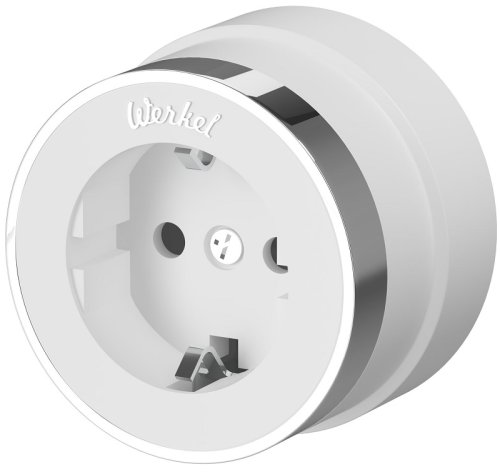 Розетка-ретро с заземлением пластик Werkel Retro Vintage 1-м. белый матовый/хром картинка
