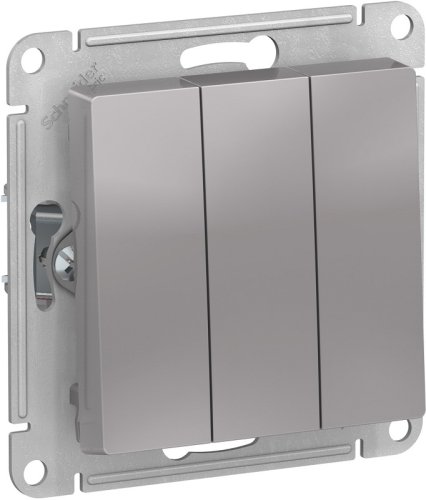 Выключатель без рамки Systeme Electric AtlasDesign 3-кл. алюминий картинка фото 2