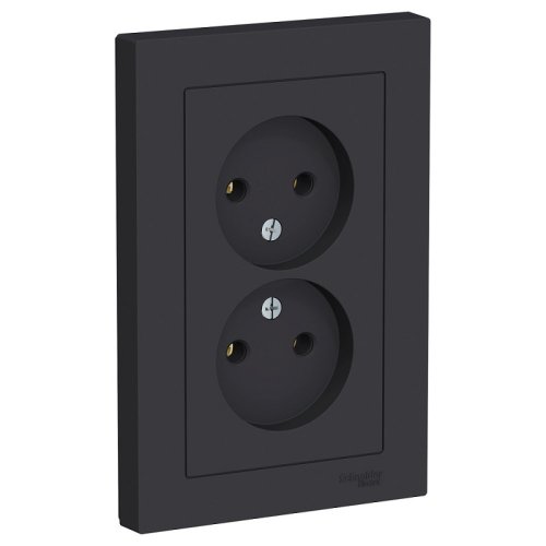 Розетка без заземления Systeme Electric AtlasDesign 1-м. 2 мод. карбон картинка