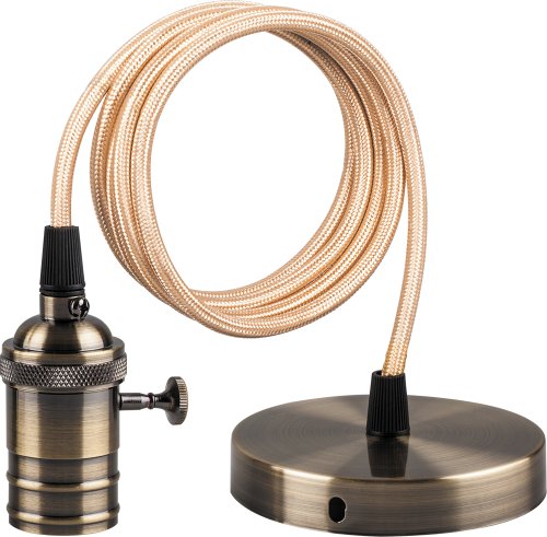 Светильник подвесной Feron LH129 230V E27 с выключателем черное золото/1м картинка 