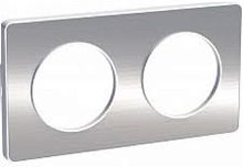 Рамка универсальная Schneider Electric Odace 2-м. металл полированный алюминий/белый картинка