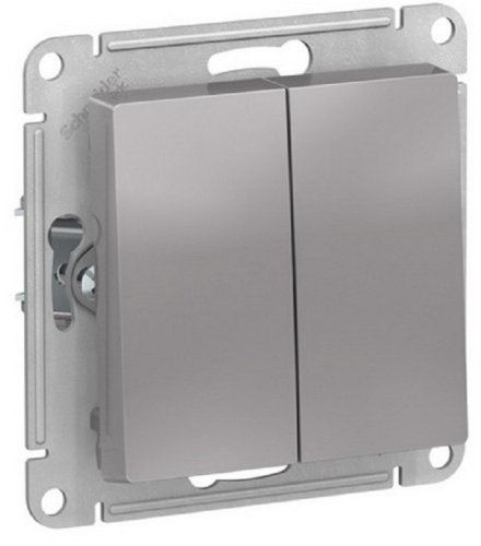 Выключатель без рамки Systeme Electric AtlasDesign 2-кл. алюминий картинка фото 2