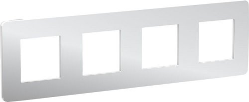 Рамка универсальная Schneider Electric Unica Studio Metal 4-м. хром/белый фото Рамка универсальная Schneider Electric Unica Studio Metal 4-м. хром/белый картинка