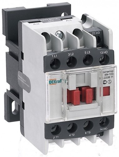 Контактор DEKraft КМ-103 3п 1НО+1НЗ 12А 230В тип АС3  картинка