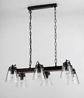 Люстра потолочная шестирожковая Rivoli Лофт-Кантри Spartacus P6 BK Е27 Черный/дерево картинка 