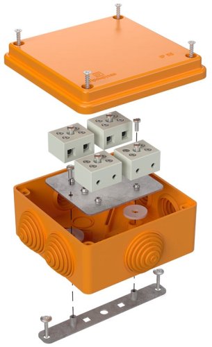 Коробка огнестойкая Промрукав 100x100x50мм под винт 8x1,5мм IP55 оранжевый