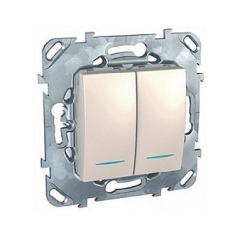 Выключатель с подсветкой без рамки Schneider Electric Unica 2-кл. бежевый  картинка фото 2