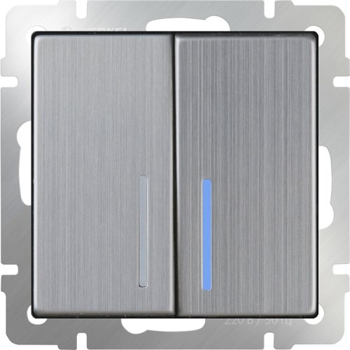 Переключатель с подсветкой без рамки Werkel 2-кл. проходной глянцевый никель картинка фото 2