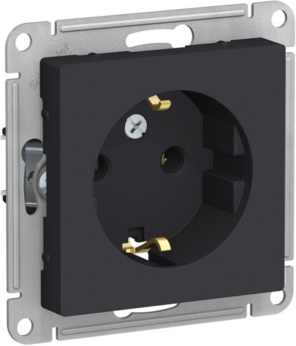 Розетка с заземлением без рамки Systeme Electric AtlasDesign 1-м. крышка шторки карбон картинка фото 2