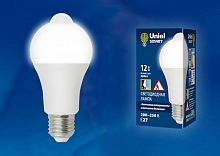 Лампа светодиодная с датчиком движения Uniel LED-A60-12W/4000K/E27/PS+MS PLS10WH Е27 220В 12Вт 4000К картинка 