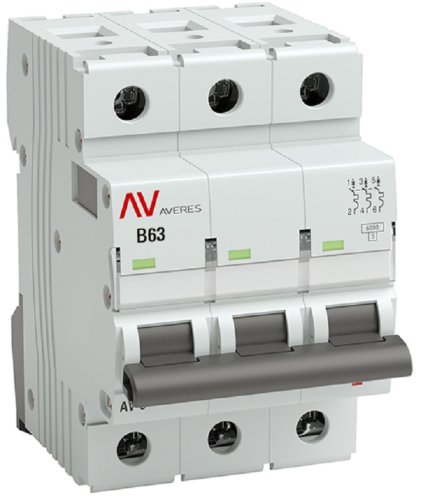 Выключатель автоматический EKF Averes AV-6 3п 63А B 6кА картинка