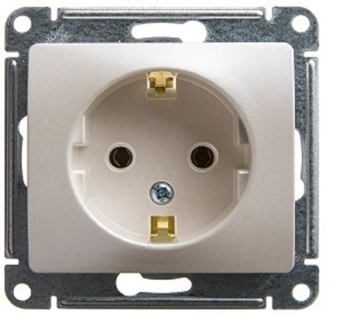 Розетка с заземлением без рамки Systeme Electric Glossa 1-м. перламутр картинка фото 2