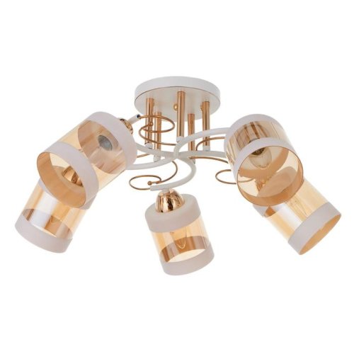 Люстра потолочная пятирожковая E27 220В Золото/белая фото Люстра потолочная пятирожковая E27 220В Золото/белая картинка