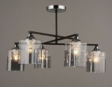 Люстра потолочная четырехрожковая Мелодия Света Стаканчики Е27 Черный/хром картинка 