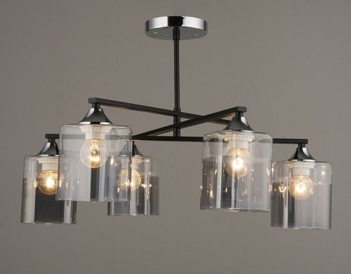 Люстра потолочная четырехрожковая Мелодия Света Стаканчики Е27 Черный/хром картинка 