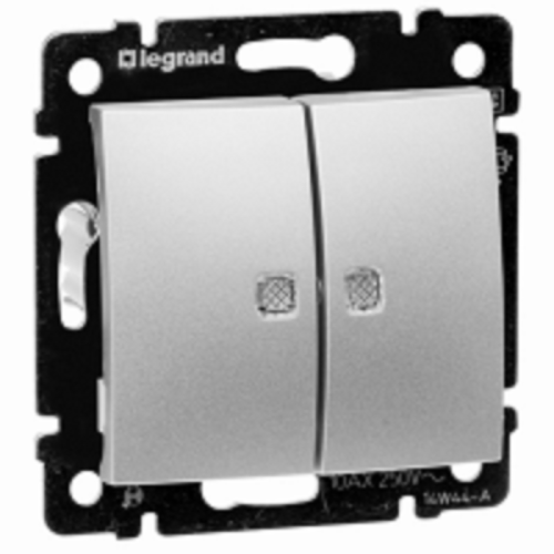 Выключатель с подсветкой без рамки Legrand Valena 2-кл. алюминий фото фото 2 Выключатель с подсветкой без рамки Legrand Valena 2-кл. алюминий картинка фото 2