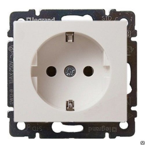 Розетка с заземлением без рамки Legrand Valena 1-м. шторки белый картинка фото 2