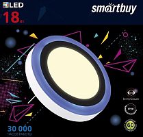Светильник светодиодный накладной c подсветкой Smartbuy DLB LED 18Вт 3000K+B IP20 Круг картинка 