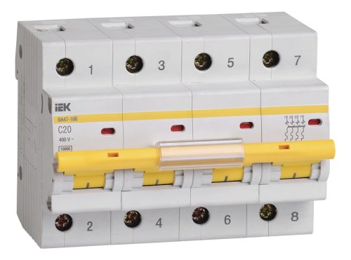 Выключатель автоматический IEK KARAT ВА47-100 4п 20А С 10кА картинка