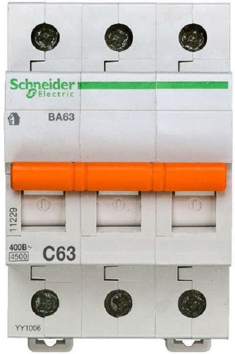 Выключатель автоматический Schneider Electric Домовой 3п C 63А ВА63 4.5кА картинка фото 2