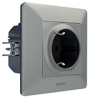 Умная розетка Valena Life Netatmo 1-м. шторки IP41 16А алюминий