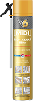 Пена монтажная бытовая V6 MIDI всесезонная 510 гр (1/12) картинка